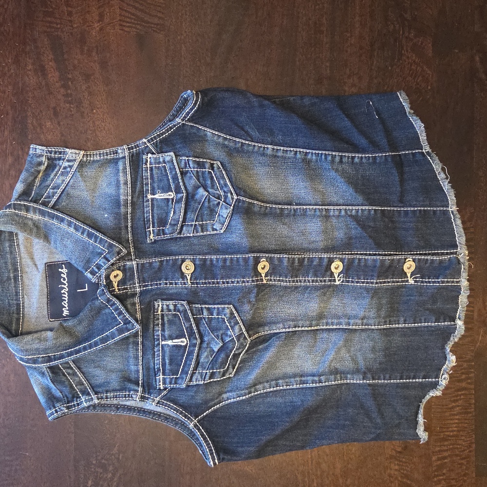 Maurices Denim Sleeveless Vest LARGE
